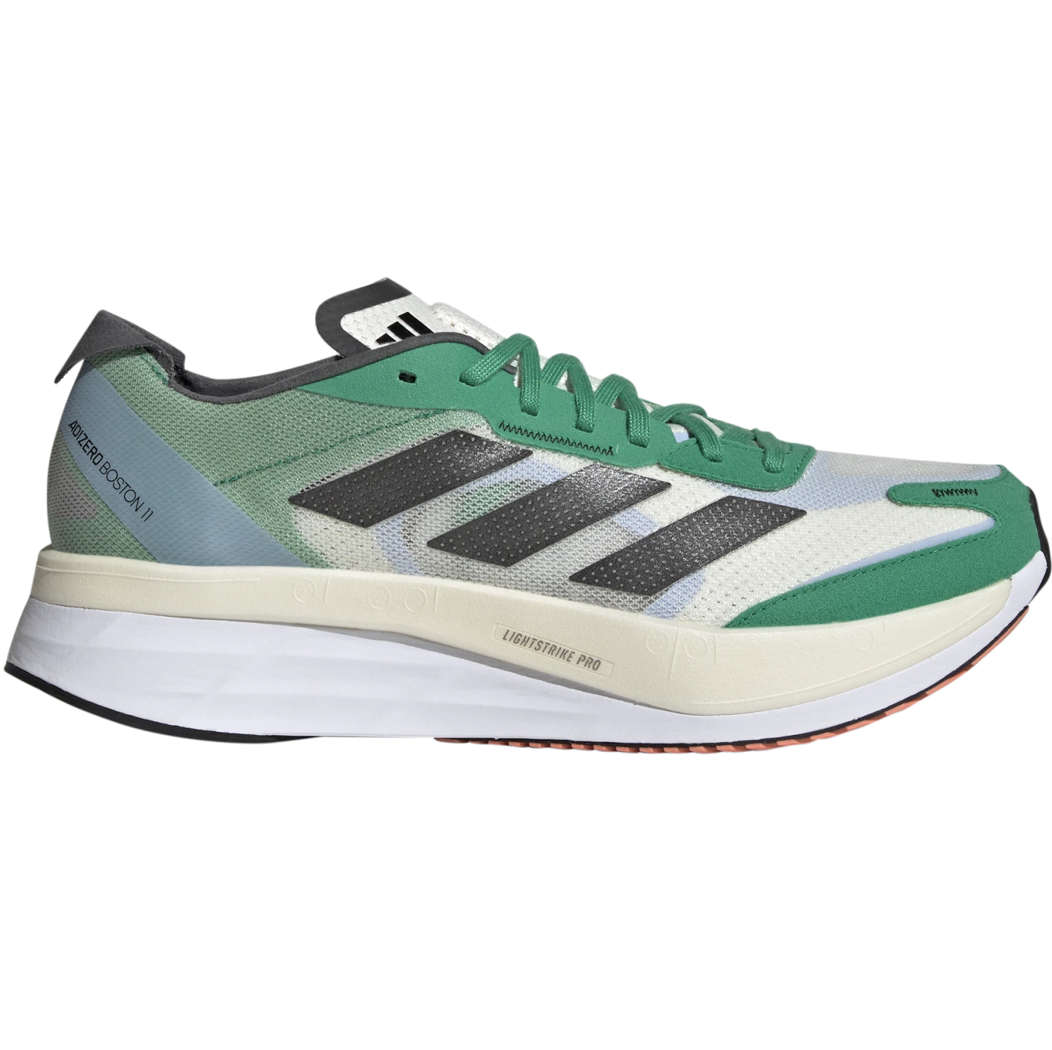 Adidas Adizero Boston 11 Herren Wettkampf Laufschuhe Weiß Schwarz Grün