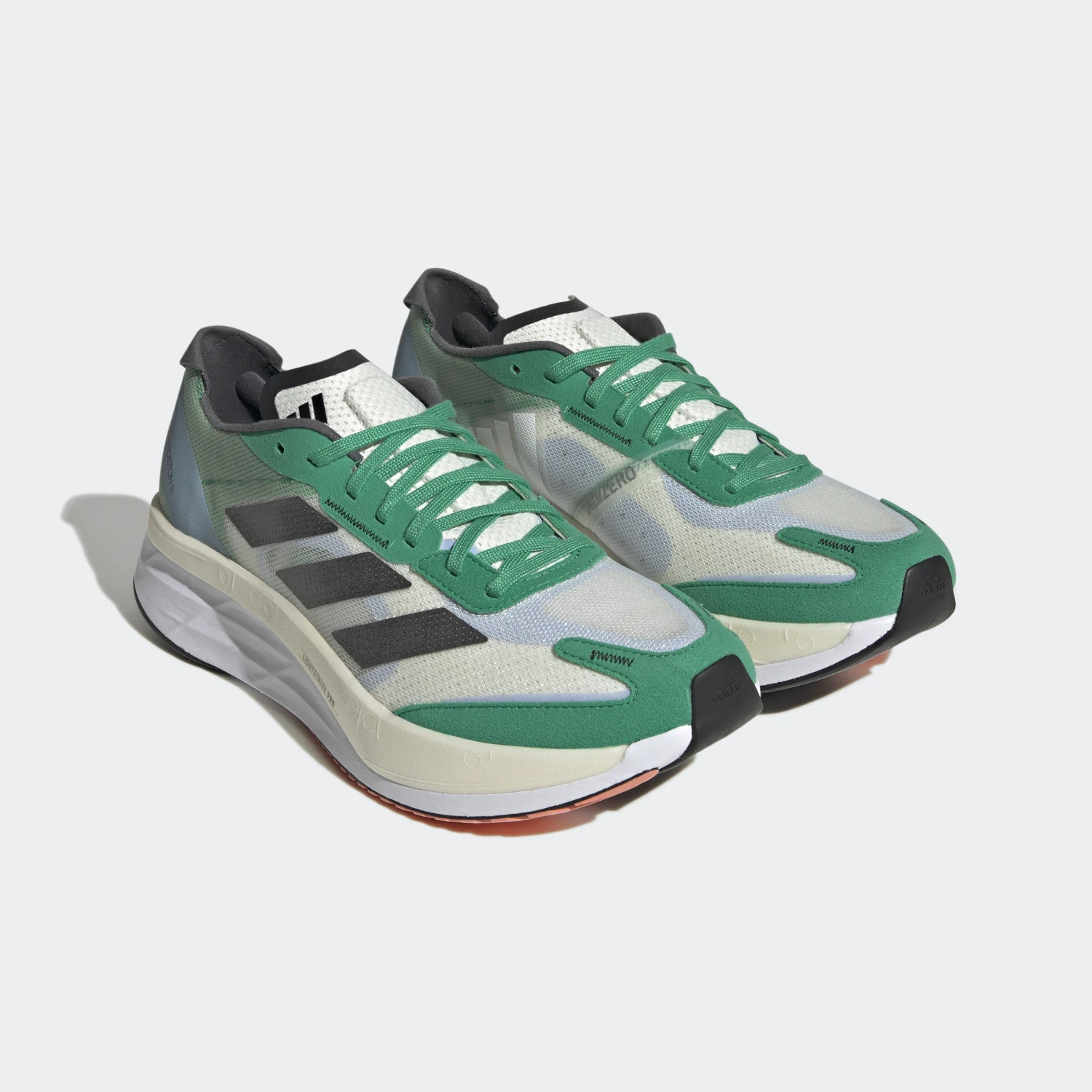 Adidas Adizero Boston 11 Herren Wettkampf Laufschuhe Weiß Schwarz Grün – Bild 2