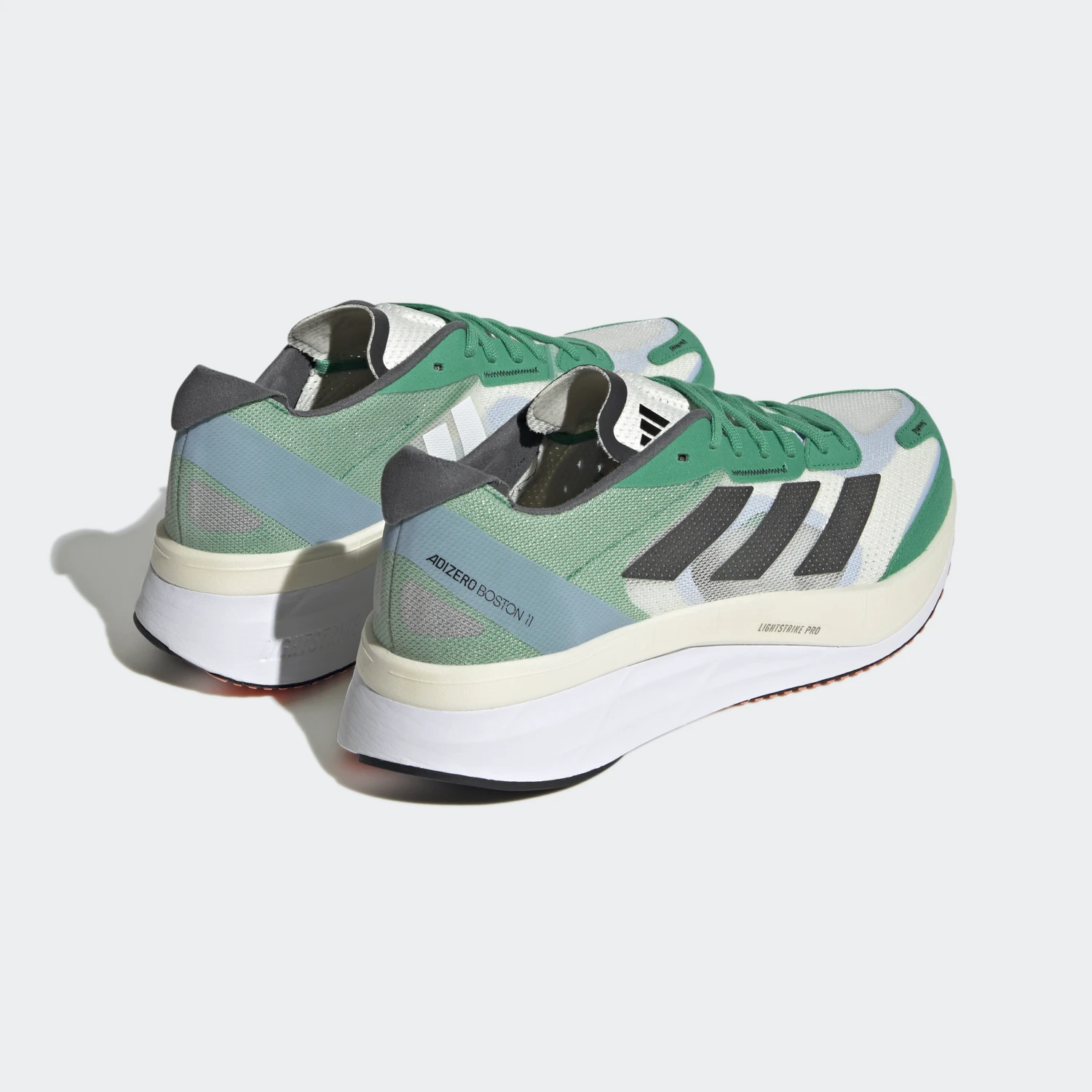 Adidas Adizero Boston 11 Herren Wettkampf Laufschuhe Weiß Schwarz Grün – Bild 3