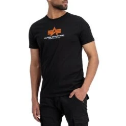 Alpha Industries Basic Rubber Tee Herren T-Shirt Schwarz Orange