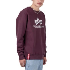 Alpha Industries Basic Sweater Herren Rundhalspullover Weinrot