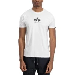 Alpha Industries Basic Tee ML Herren Freizeit T-Shirt Weiß