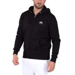 Alpha Industries Basic Zip Hoodie Herren Kapuzenpullover Schwarz