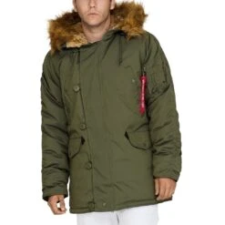 Alpha Industries Explorer Parka Herren Winterjacke Mit Kapuze Grün