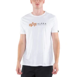 Alpha Industries Label Tee Herren Freizeit T-Shirt Weiß