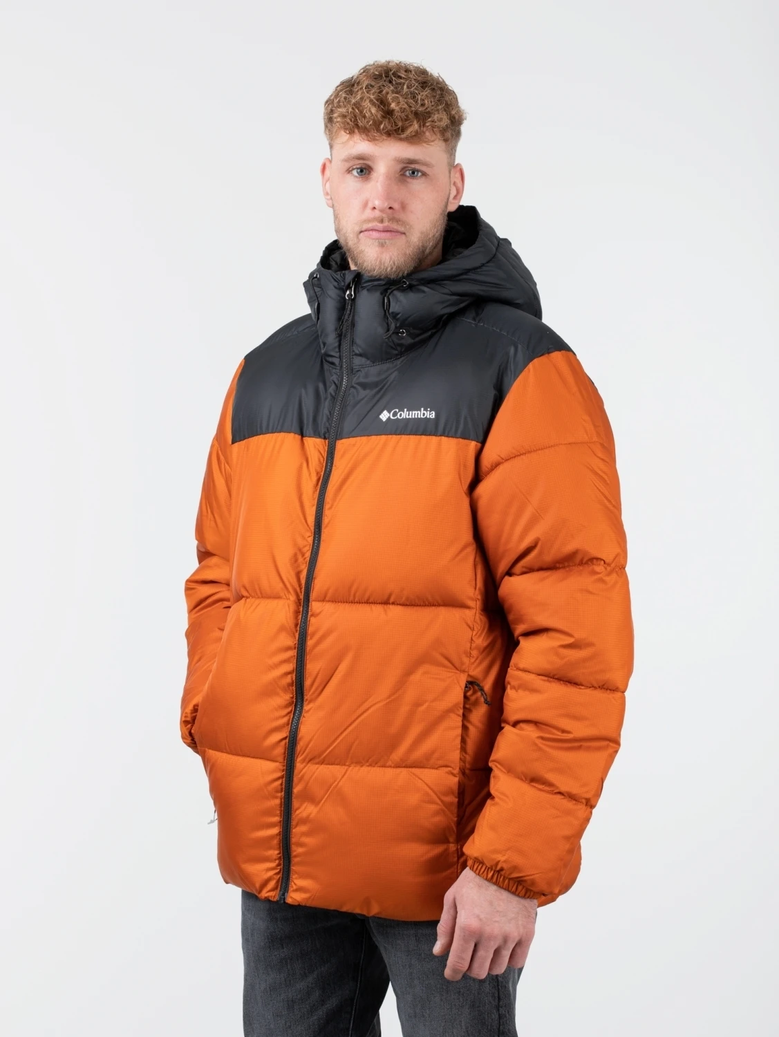 Columbia Puffect Hooded Jacket Herren Winterjacke Schwarz Orange – Bild 2