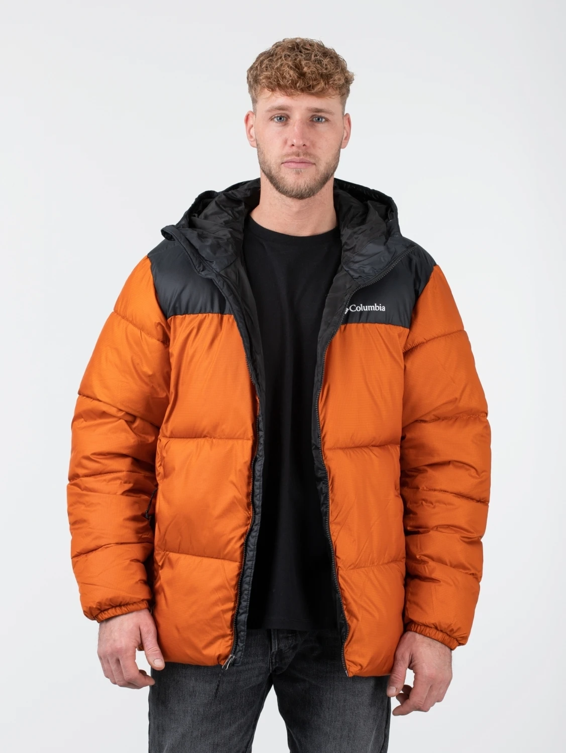 Columbia Puffect Hooded Jacket Herren Winterjacke Schwarz Orange – Bild 4