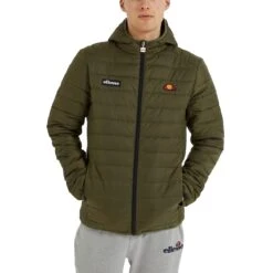 Ellesse Lombardy Padded Hooded Jacket Herren Steppjacke Khaki