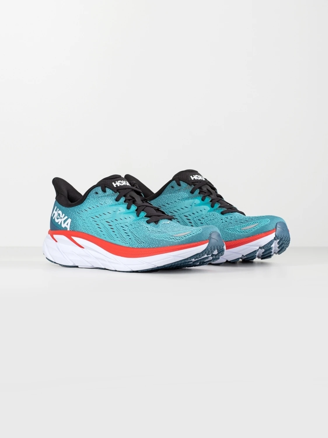 Hoka One One Clifton 8 Herren Laufschuhe Türkis Rot Weiß – Bild 2