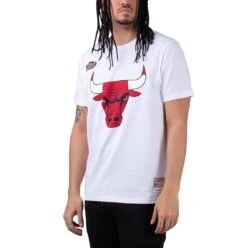 Mitchell & Ness NBA Team Logo Tee Herren Kurzarm T-Shirt Weiß Rot