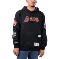Mitchell & Ness Team Origins Fleece Hoodie Herren Kapuzenpullover Schwarz Lila