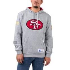Mitchell & Ness Team Origins Fleece Hoodie Herren Kapuzenpullover Grau Rot