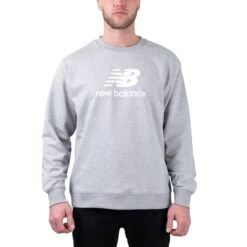 New Balance Essentials Stacked Logo Sweater Herren Sweatshirt Hellgrau