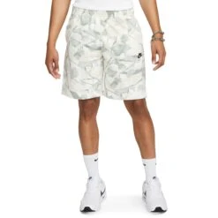 Nike Club Fleece French Terry Shorts Herren Sweatshorts Grau Naturweiß