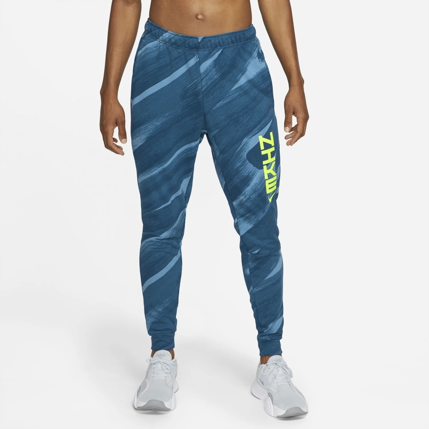 Nike Dri-Fit Sport Clash Tights Herren Trainingshose Blau Gelb – Bild 2