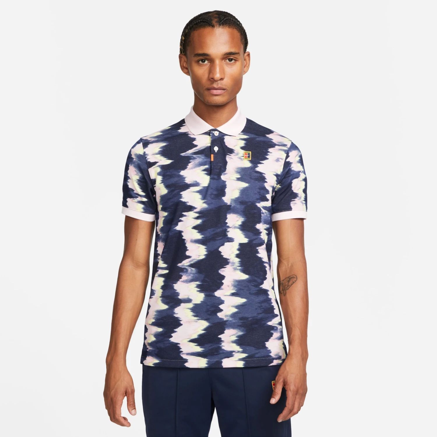 Nike Print Slim-Fit Polo Herren Poloshirt Dunkelblau Rosa – Bild 2