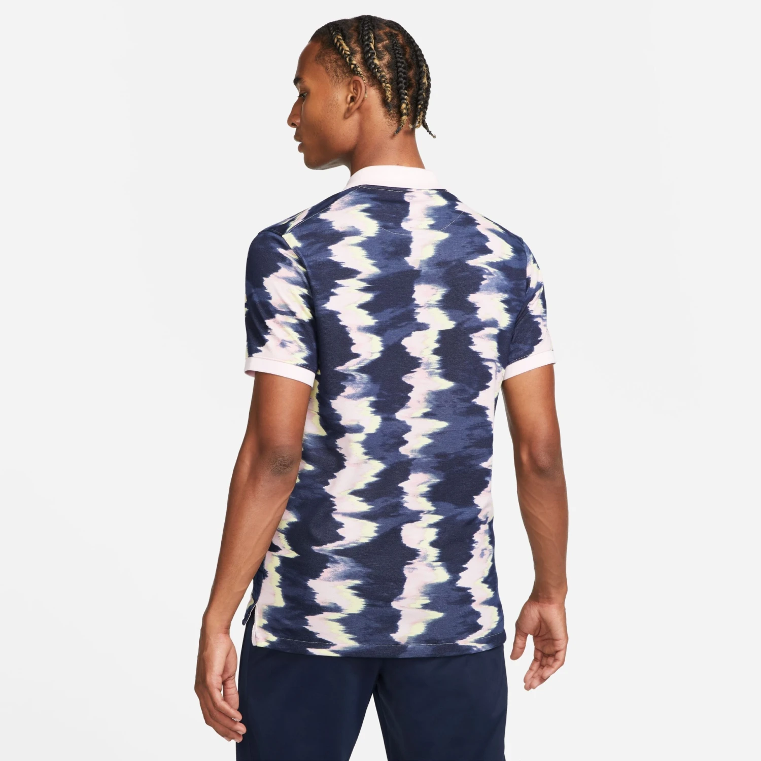 Nike Print Slim-Fit Polo Herren Poloshirt Dunkelblau Rosa – Bild 3