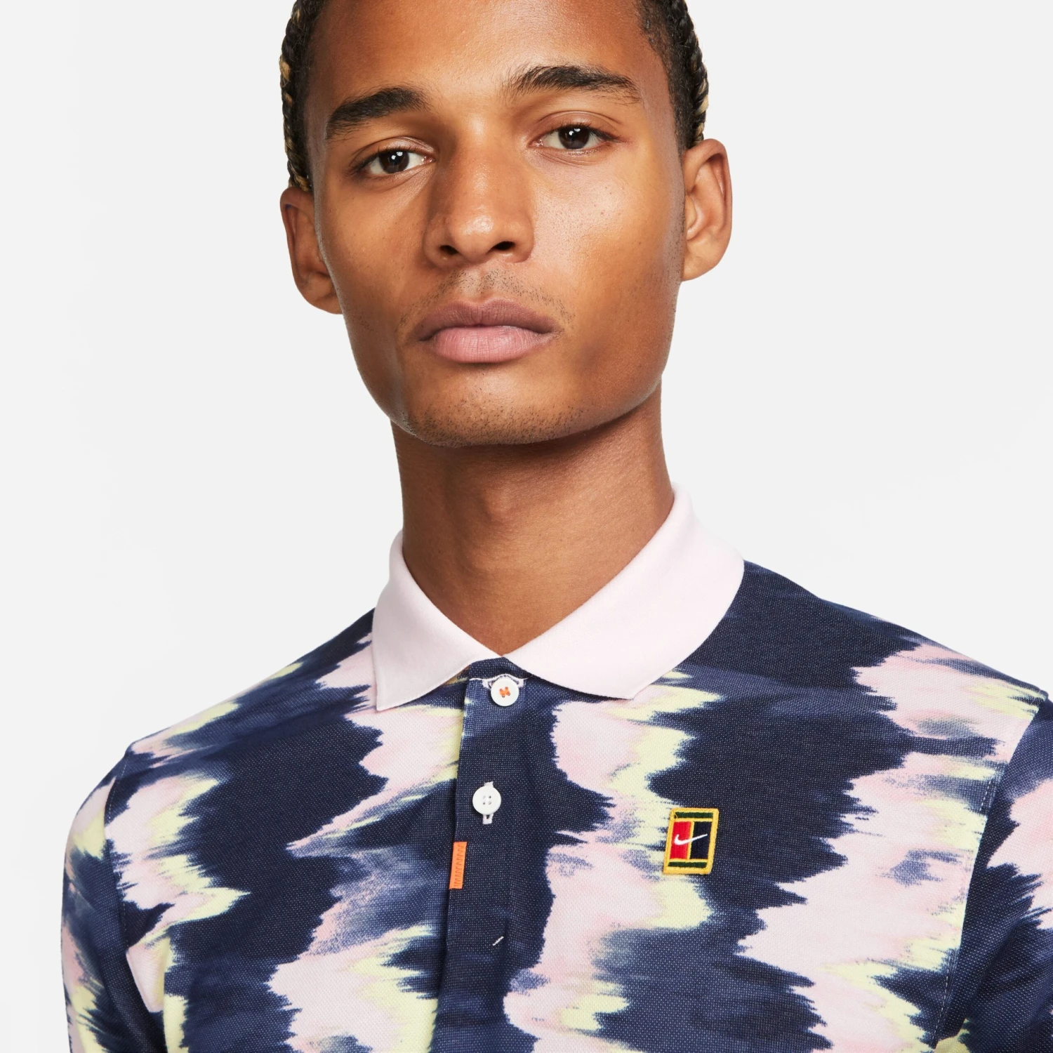 Nike Print Slim-Fit Polo Herren Poloshirt Dunkelblau Rosa – Bild 4