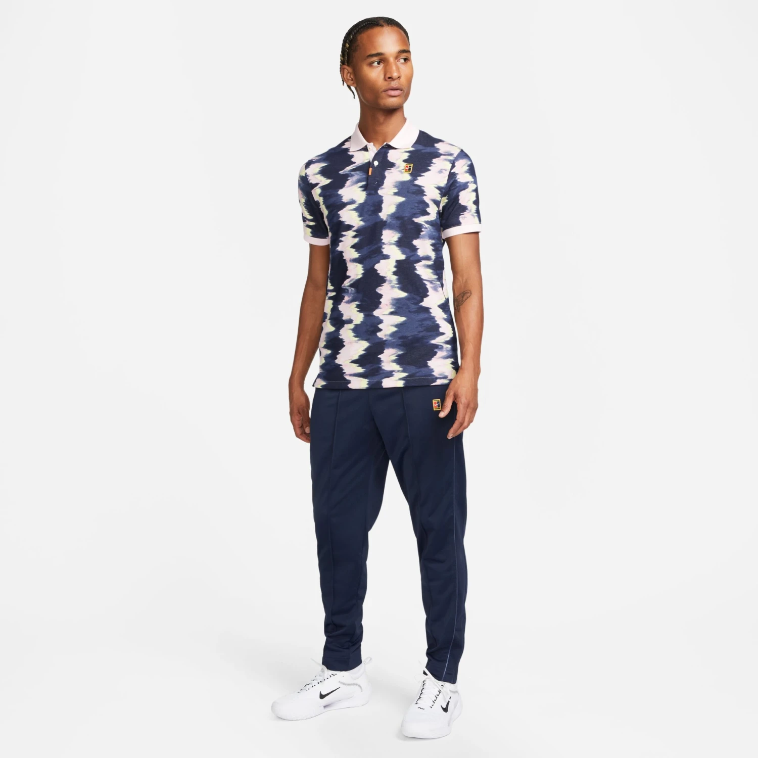 Nike Print Slim-Fit Polo Herren Poloshirt Dunkelblau Rosa – Bild 7