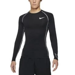 Nike Pro Dri-Fit Tight Shirt Herren Trainingsoberteil Schwarz Weiß
