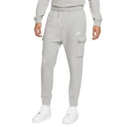 Nike Sportswear Club Fleece Cargo Pants Herren Jogginghose Grau Weiß