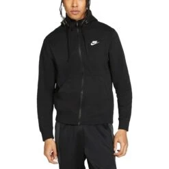 Nike Sportswear Club Fleece Full-Zip Hoodie Herren Kapuzenjacke Schwarz Weiß