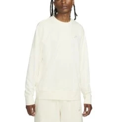 Nike Sportswear Club French Terry Crew Herren Sweatshirt Creme Weiß
