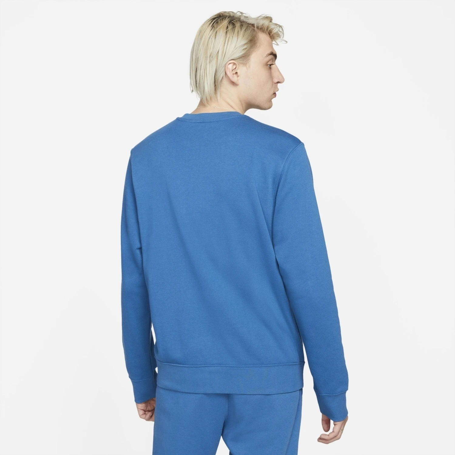 Nike Sportswear Club French Terry Crew Herren Sweatshirt Blau Weiß – Bild 4