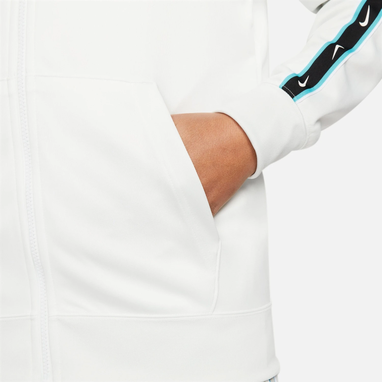 Nike Sportswear Repeat Zip Hoodie Herren Sweatjacke Weiß Blau – Bild 7